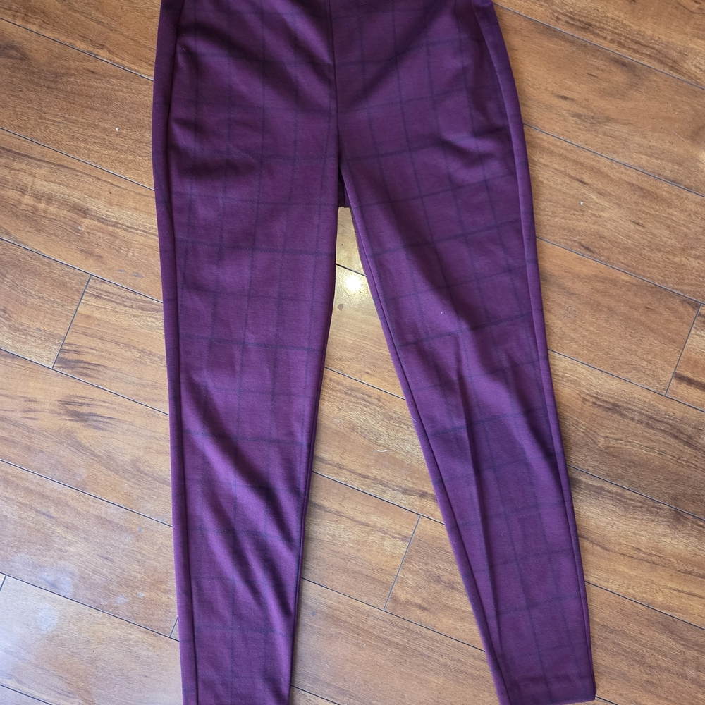 Womans Croft & Barrow Purple/Plum Striped Skinny Leg Pants - Small NWT!!